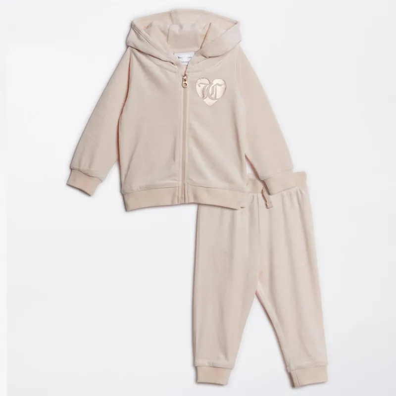 Clearance Juicy Couture Baby Piger Velour Træningsdragt Shell Bleg Lyserød