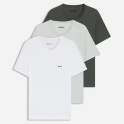 Hot Hugo Boss BOSS Herre Tre Pak T-Shirts Hvid/​Light Grey/​Charcoal Flerfarvet