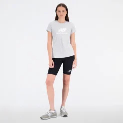 Online New Balance Dame Basic Stacked Logo T-Shirt Athletic Grå Grå