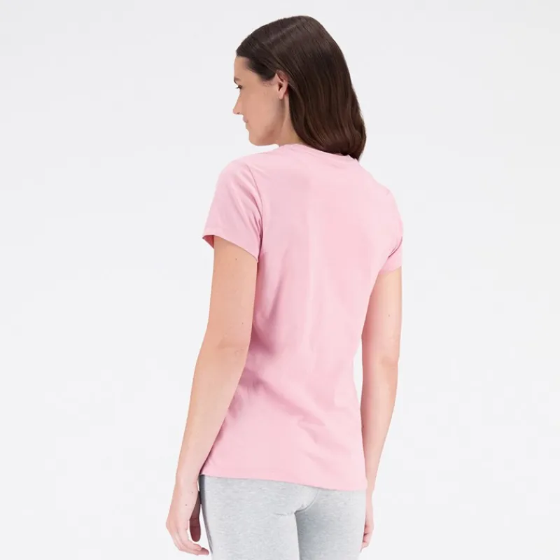 New New Balance Dame Basis Stacked Logo T-shirt Hazy Rose Lyserød