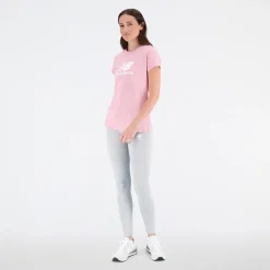 New New Balance Dame Basis Stacked Logo T-shirt Hazy Rose Lyserød