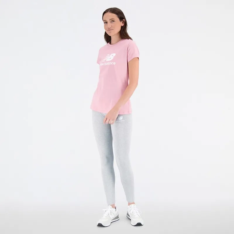 New New Balance Dame Basis Stacked Logo T-shirt Hazy Rose Lyserød