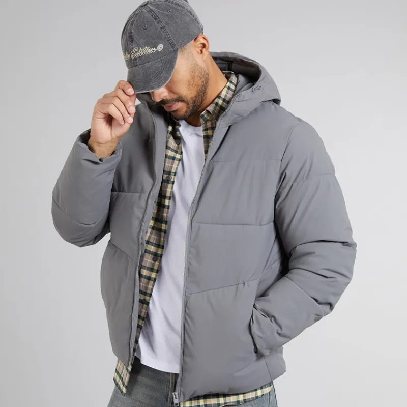 New JACK & JONES Dame Brady Hætte Puf Jakke Castlerock