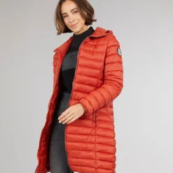 Trespass Dame Briarlea Polstret Hætte Mellemlang Frakke Burnt Orange Mørk orange