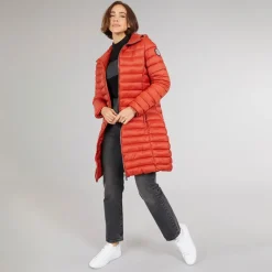 Trespass Dame Briarlea Polstret Hætte Mellemlang Frakke Burnt Orange Mørk orange
