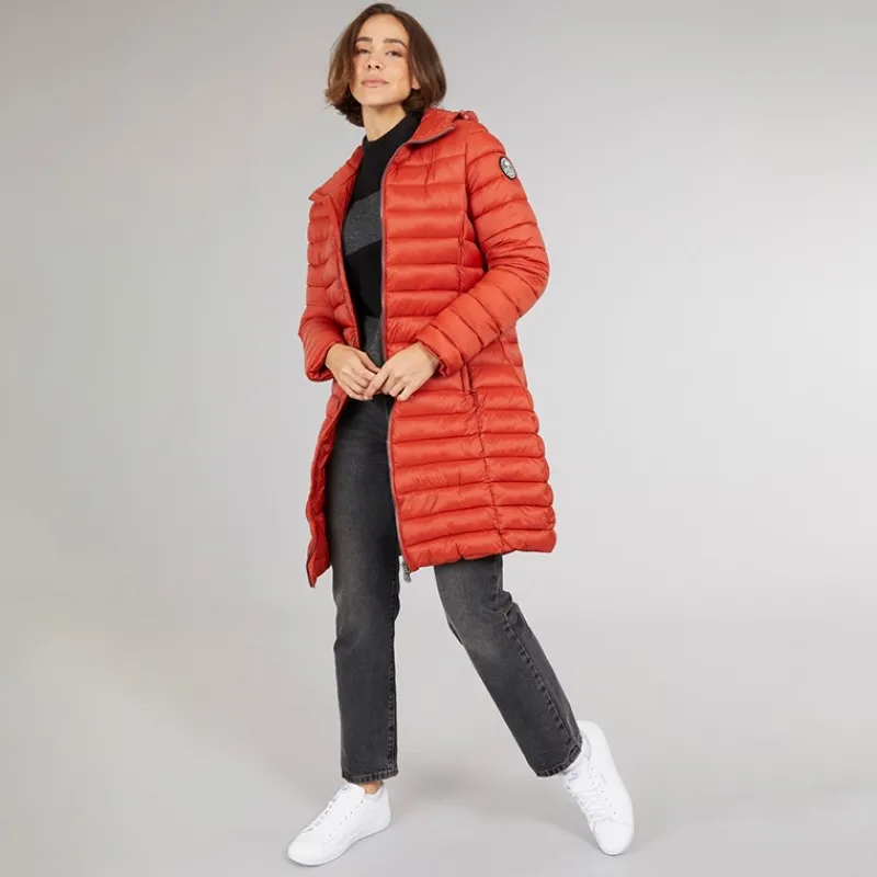 Trespass Dame Briarlea Polstret Hætte Mellemlang Frakke Burnt Orange Mørk orange