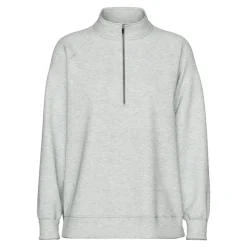 Pieces Dame Chilli Halv lynlås sweatshirt Light Grey Melange