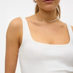 Online Vero Moda Dame Chloe Firkantet Hals Top Sne Hvid