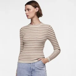 Hot Pieces Dame Crista O Hals Strikket Sweater Fossil