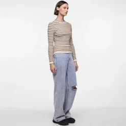 Hot Pieces Dame Crista O Hals Strikket Sweater Fossil