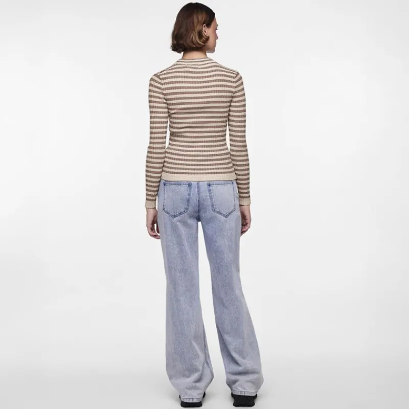 Hot Pieces Dame Crista O Hals Strikket Sweater Fossil