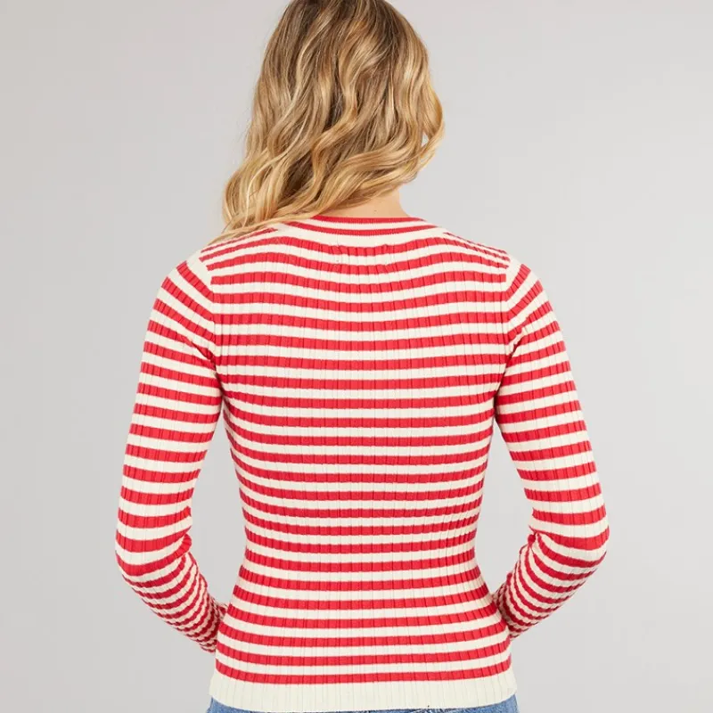 New Pieces Dame Crista O Hals Strikket Sweater Lollipop Rød