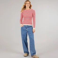 New Pieces Dame Crista O Hals Strikket Sweater Lollipop Rød