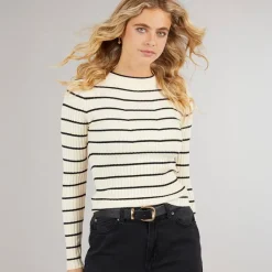 Best Pieces Dame Crista O Hals Strikket Sweater Birch beige