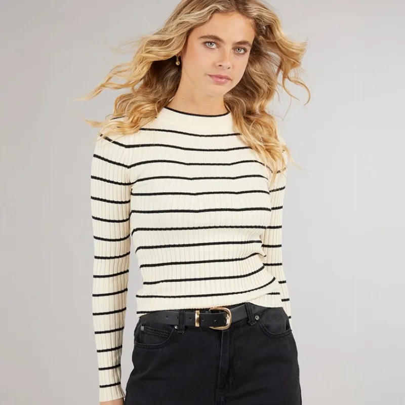 Best Pieces Dame Crista O Hals Strikket Sweater Birch beige
