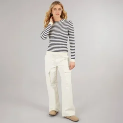 New Pieces Dame Crista O Hals Strikket Sweater Ombre Blue Blå