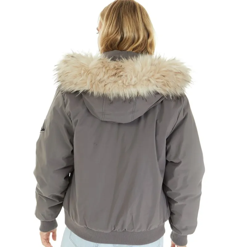 Best Closure London Dame Cropped Fur Parka Grå Grå
