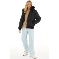 Outlet Closure London Dame Cropped Fur Parka Sort
