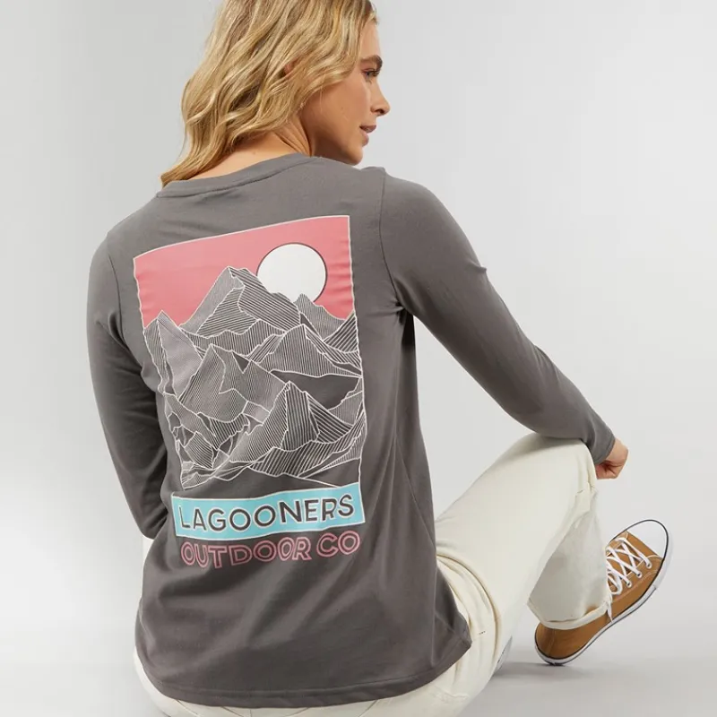 Clearance Lagooners Dame Cullen Langærmet T-shirt Koksgrå