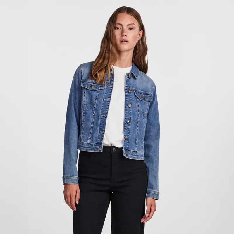 Sale Pieces Dame denim jakke Medium Blue Denim