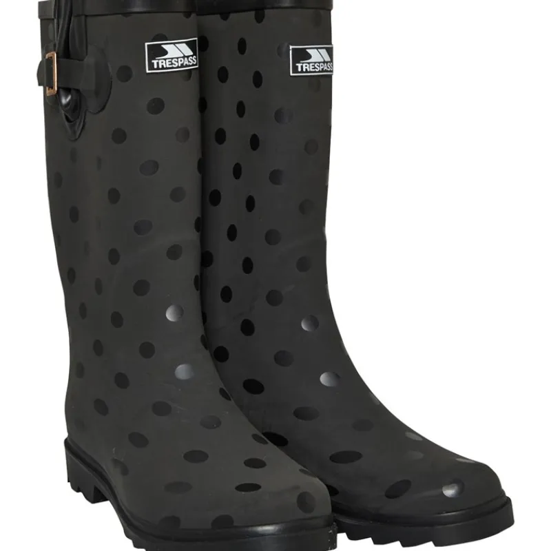 Trespass Dame Elena Pola Dot Print Wellington Gummistøvler Sort