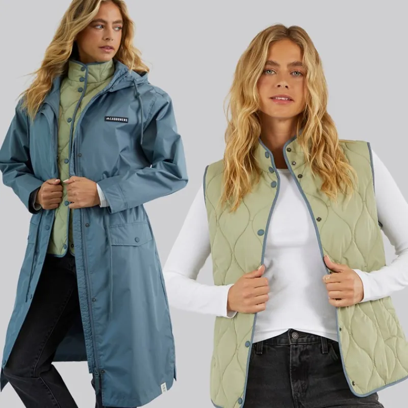 Discount Lagooners Dame Eskdale 2-I-1 Jakke Marineblå / Grøn
