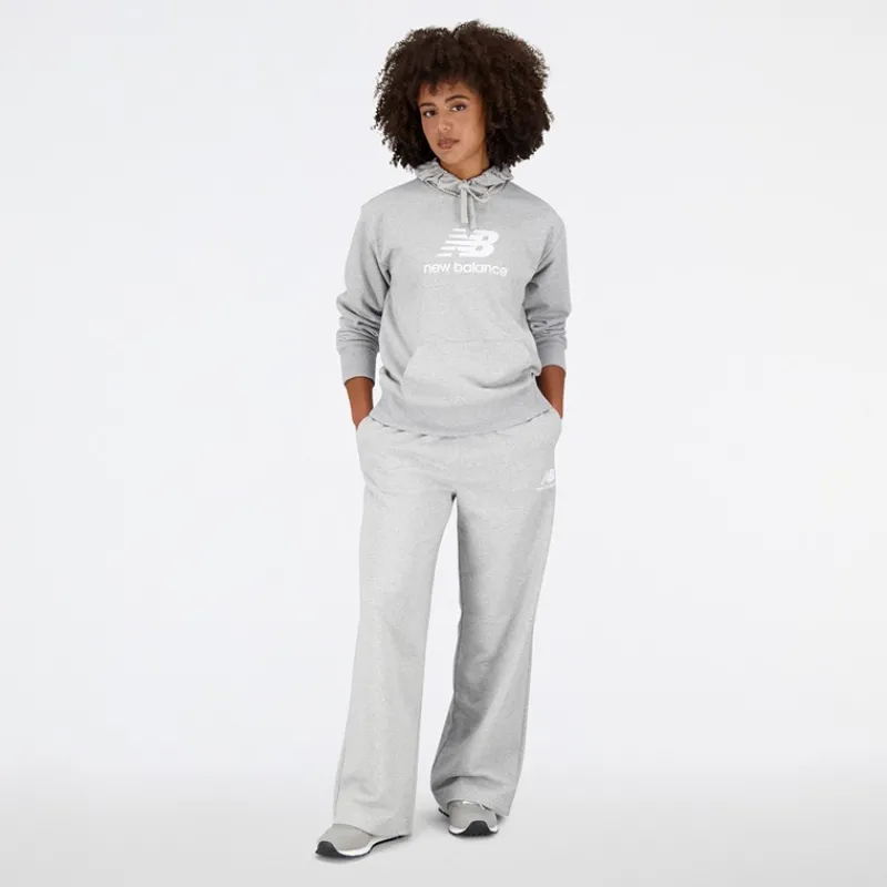 Hot New Balance Dame Essentials Stacked Logo French Terry Hættetrøje Athletic Grå