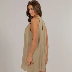 Online Vero Moda Dame Evalina Halterneck Mini Kjole Sølv Mink beige