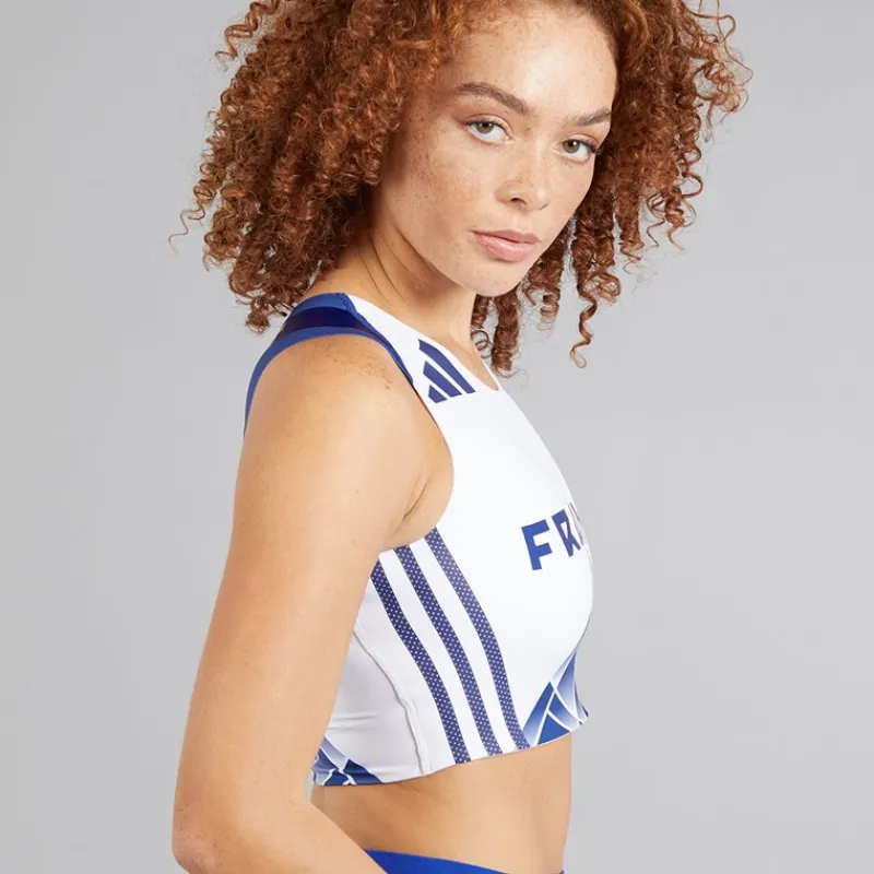 adidas Dame FFA Frankrig Løbe Crop Top Hvid