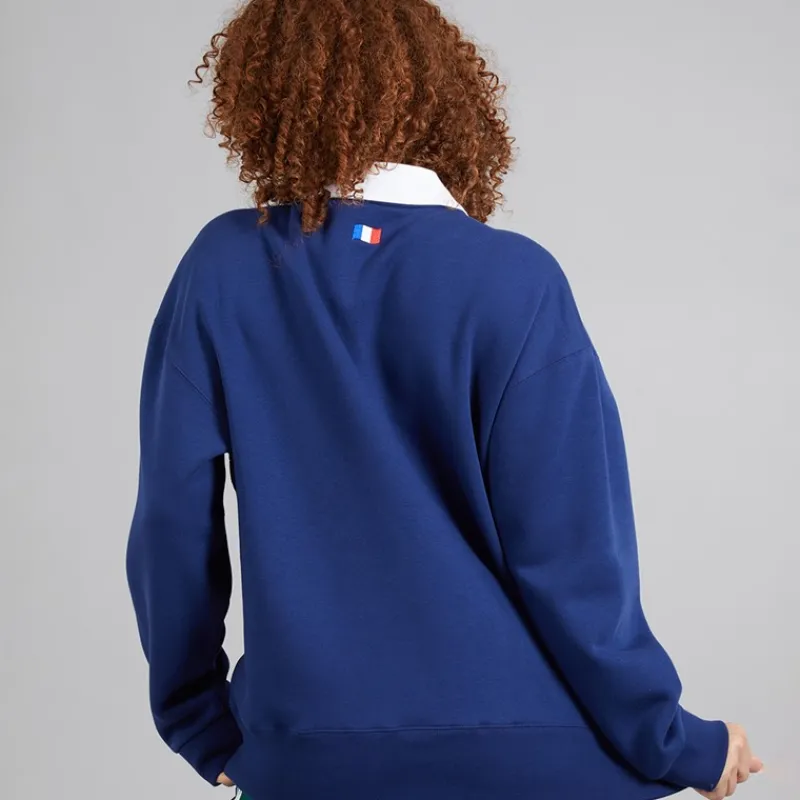Discount adidas Dame FFC Frankrig Rugby Langærmet Sweatshirt Dark Blue/Hvid