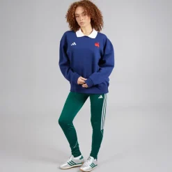 Discount adidas Dame FFC Frankrig Rugby Langærmet Sweatshirt Dark Blue/Hvid