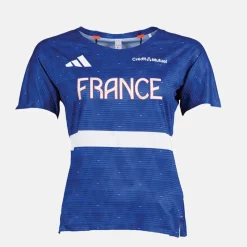 Online adidas Dame FFR Frankrig Løbe T shirt Semi Lucid Blue