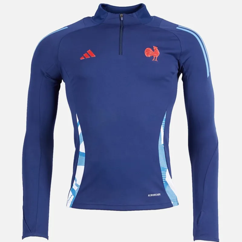 Best adidas Dame FFR Frankrig Rugby Trænings Top Dark Blue