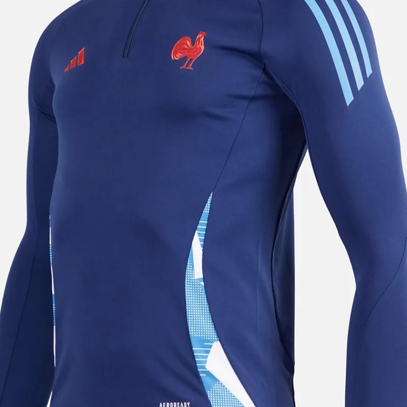 Best adidas Dame FFR Frankrig Rugby Trænings Top Dark Blue