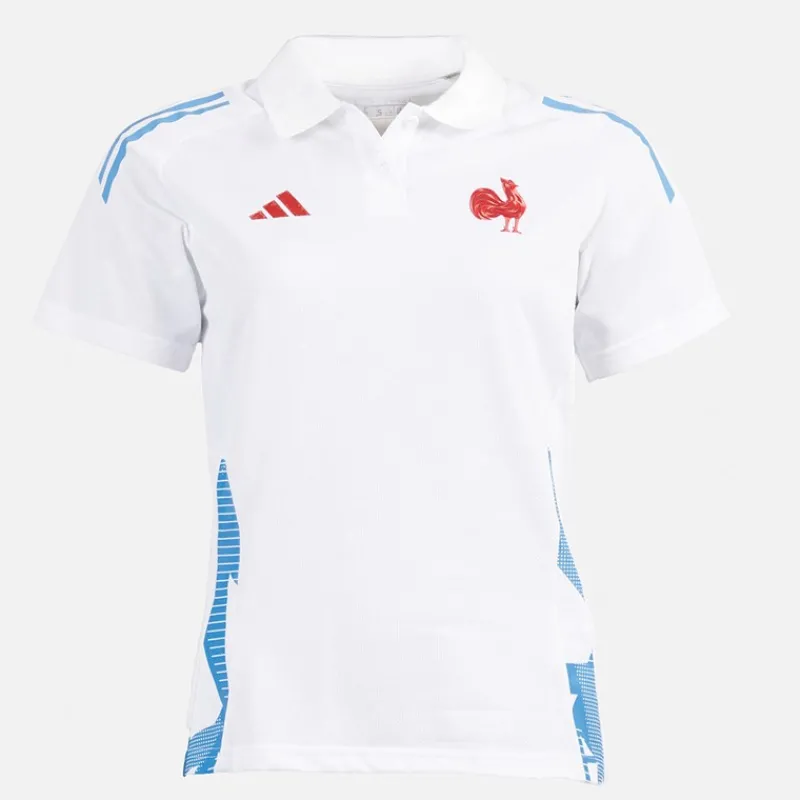 Best adidas Dame FFR Frankrig Rugby Trænings Polo Hvid