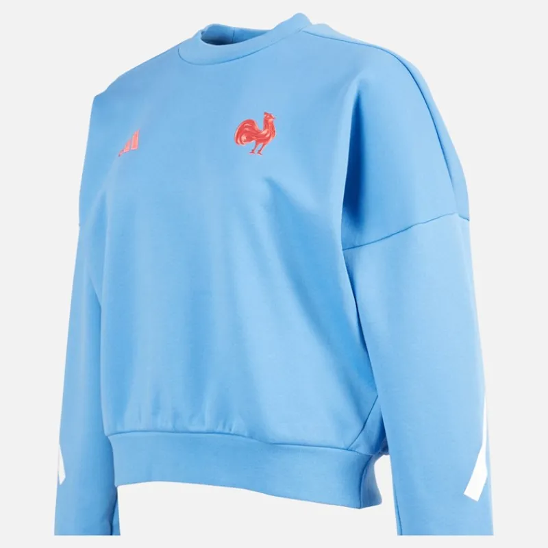 Best adidas Dame FFR Frankrig Rugby Z.N.E. Rejse Sweatshirt Focus Blue