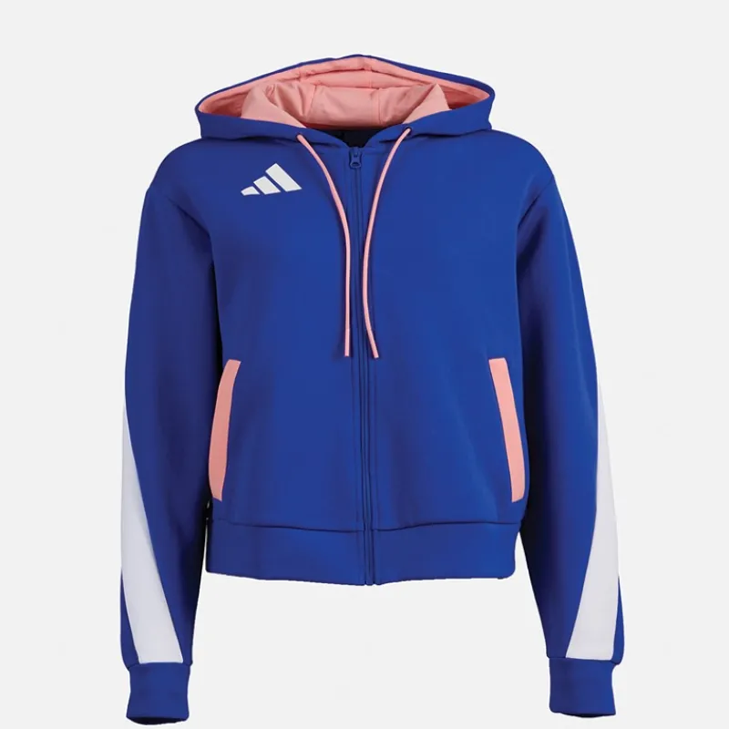 Online adidas Dame FFR Team Frankrig Hættetrøje Semi Lucid Blue