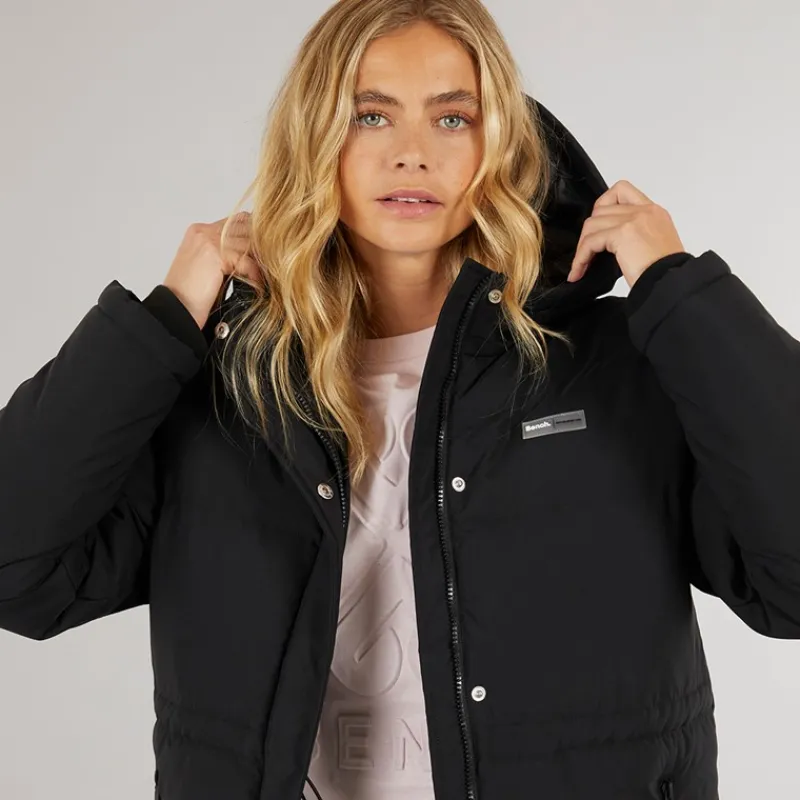 Clearance Bench Dame Fina Mellem Lang Puffer Jakke Sort