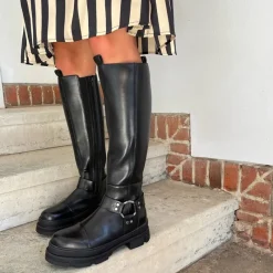 New Copenhagen Shoes Dame Følg Og Rock Lange Støvler 0001 Black
