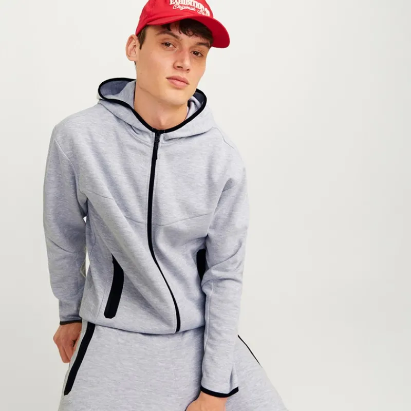 Online JACK & JONES Dame Fusion Lynlås Hættetrøje Light Grey Melange