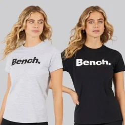 Outlet Bench Dame Grammen T-shirts To-pak /Grå Melange Sort