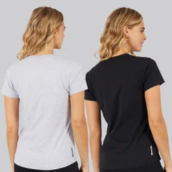 Outlet Bench Dame Grammen T-shirts To-pak /​Grå Melange Sort