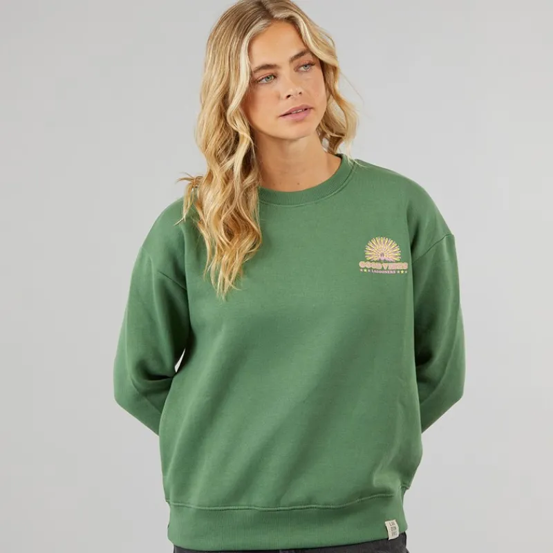 Hot Lagooners Dame Happiness Sweatshirts kakigrøn