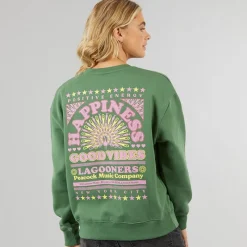 Hot Lagooners Dame Happiness Sweatshirts kakigrøn
