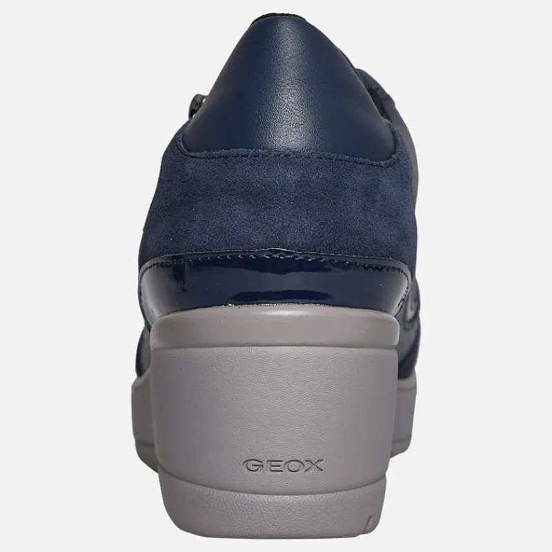 Outlet GEOX Dame Ilde Kilehæl Lynlås Træningssko Navy Marineblå