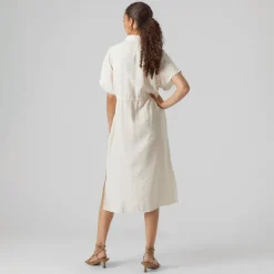Clearance Vero Moda Dame Iris Kortærmet Skjorte Kjole Pearled Ivory