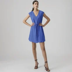 Outlet Vero Moda Dame Iris V-udskæring Mini Kjole Blændende Blå