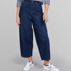 Online Bench Dame Jeans med Tøndeformet Ben Dark Blue