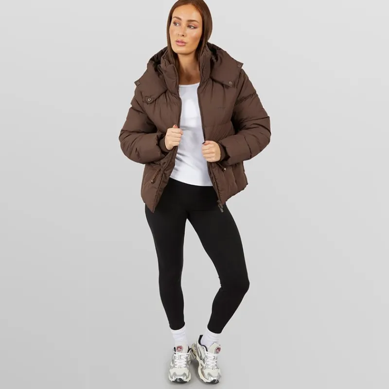 Sale Closure London Dame justerbar talje puffer kaffe Brun