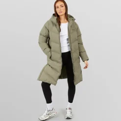 New Closure London Dame lang split zoom puffer jakke Olive Grøn